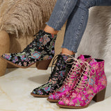 New Marie Antoinette Handmade Embroidered Ankle Boots