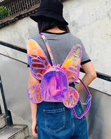 Mini Backpack Butterfly Wings Daypack Holographic Leather