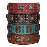 Genuine Leather Dog Collar 2inch Wide Rivet Spikes Collars for Medium Large Dogs Medieval Cosplay