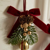 Velvet Bows, Jingle Bells & Pinecones Ornaments Christmas Hanging Decor