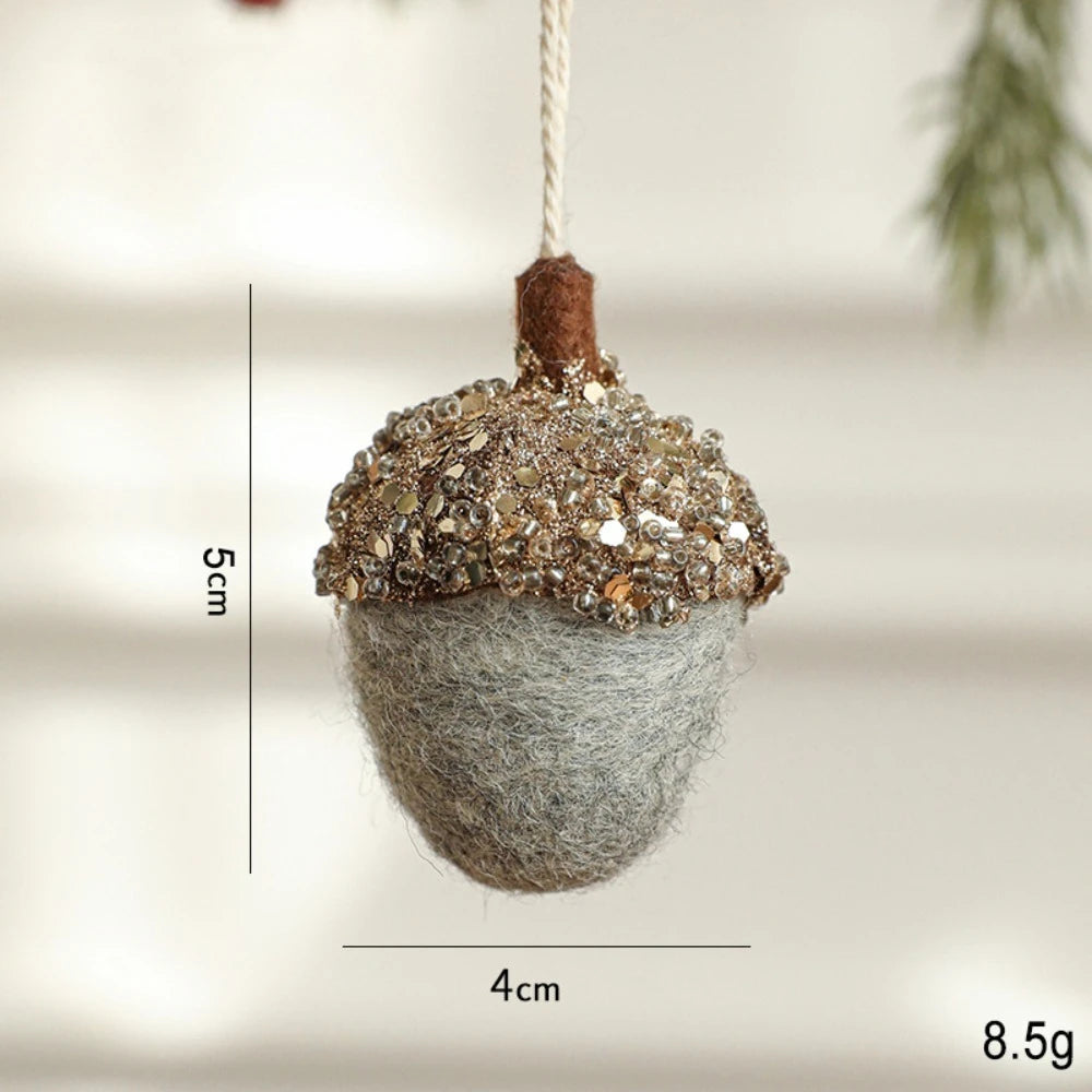 Wool Felt Glittery Acorn Ornaments Christmas Tree Hanging Decor