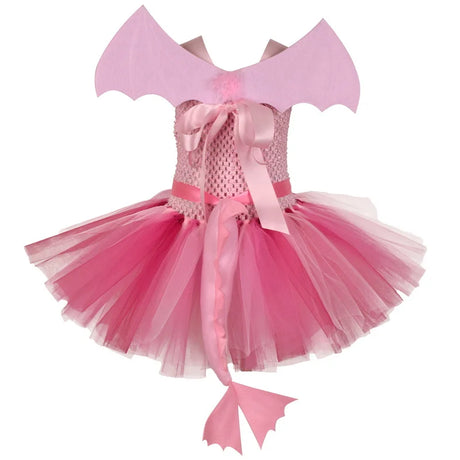 Girls Pink Dragon Halloween Costume with Ears and Tail