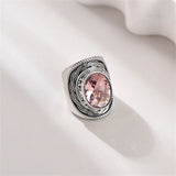 Portal Key to the Fae Realms S925 Sterling Silver Rings Green Crystal Morganite
