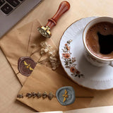 Bee Wax Seal Stamp and Wooden Handle Set Embossed Stamp Sealing Removable 1" Brass Stamp Head