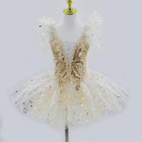 Golden Fae Professional Ballet Dress Contemporary Dance Performance Costumes