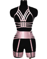 Pearlescent Colours Body Harness Body Cage Garter Belt Harness Full Set