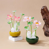 1pc Natural Clear Quartz Cluster Tea Cups Lotus Flower Micro Landscape Home Decoration