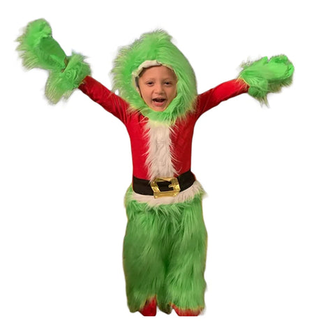 Grinch Costume Kids Boys Girls Christmas Cosplay Costume Set