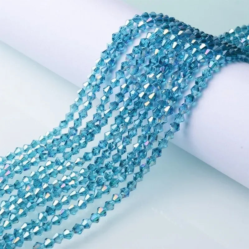 3/4/6mm Rainbow Austria Bicone Crystal Beads AB Colour Faceted Glass Beads for DIY Jewellery Making