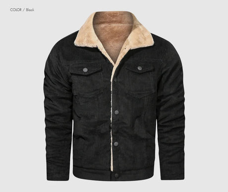 Woodsman Winter Corduroy Jackets Thick Warm Faux Fur Collar Bomber Coat