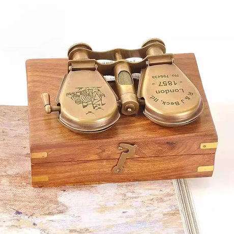 Antique Replica Brass Binoculars Desktop Ornament Mini Telescope Nautical Home Decor
