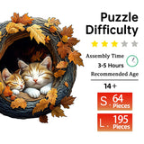 Woodland Cats Unique Shape Wooden Jigsaw Puzzles