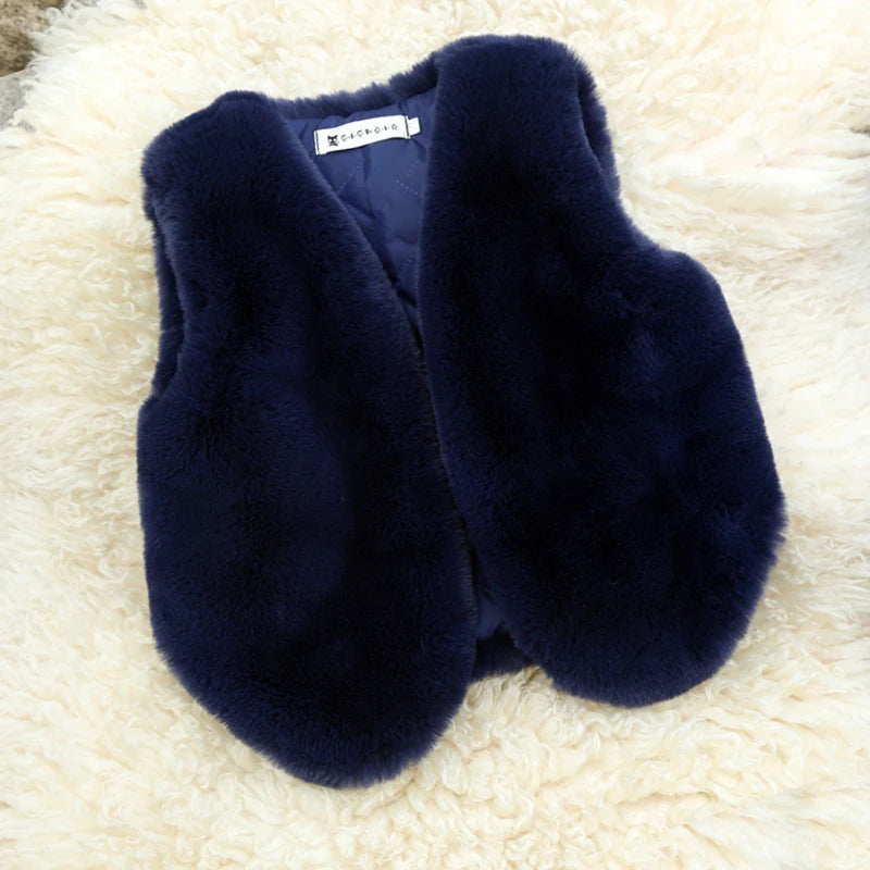Baby Girls Faux Fur Vest Winter Outfits Kids Warm Sleeveless Coat Infant Toddler 6M-7Y Outerwear