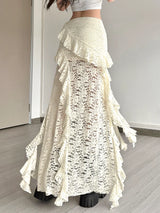Lace Skirts Irregular Hem Multi-Layered Ruffles
