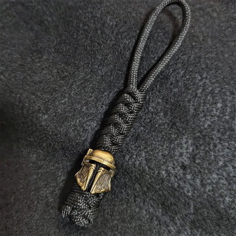 Brass Spartan Warrior Helmet Paracord Beads Lanyard Dreadlock Beard Bead
