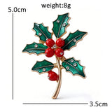 Holly December Birthday Flower Brooches Enamel Winter Brooch Pins Gifts