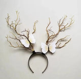 Forest Goddess Headwear Antler Deer Flower Crown Headbands Long Branches Photo Shoot Props