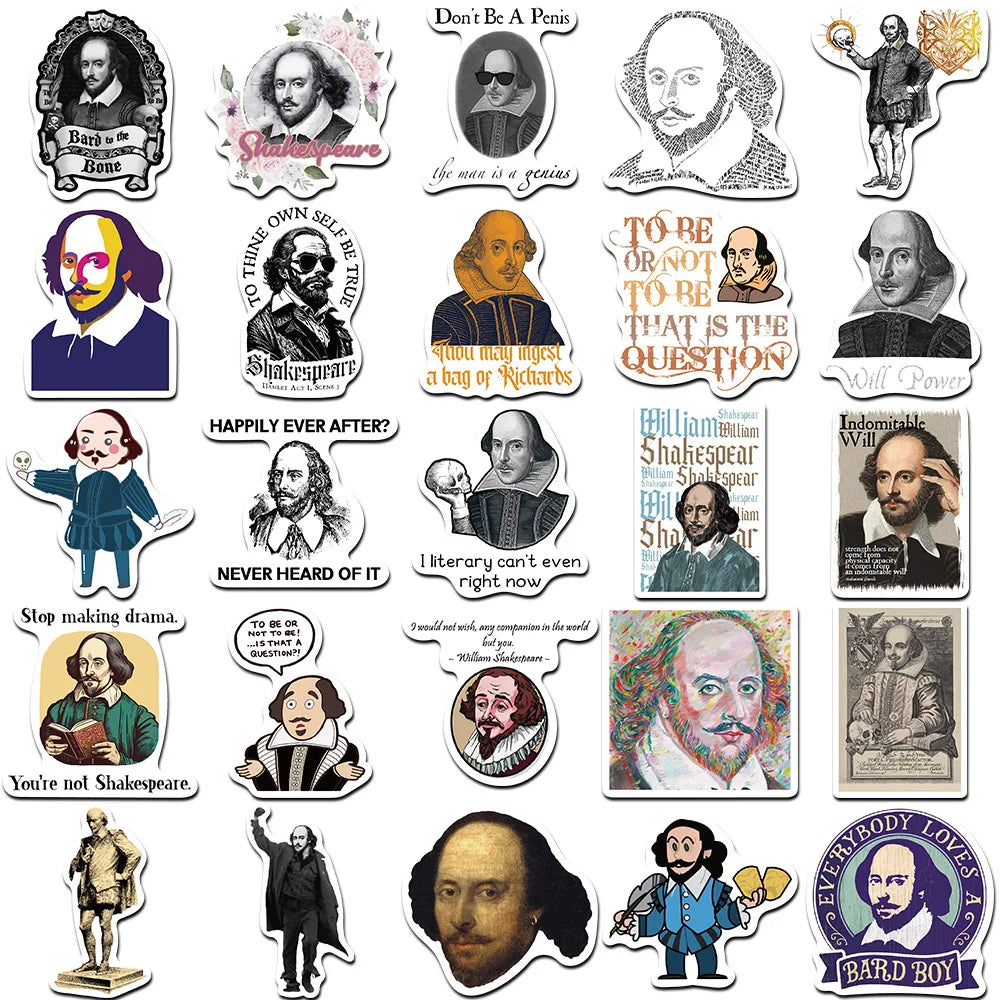 50Pcs William Shakespeare Stickers