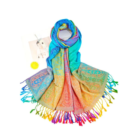 Rainbow Pashmina Scarfs Large Soft Warm Shawl Wrap