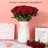 50 Pcs Velvet Roses Artificial Flowers Real Touch Fake Roses Valentine's DIY Wedding Bouquet Home Decor