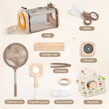 9PCS Outdoor Nature Exploration Kit Kids Insect Observation Box Bug Viewer Catcher Set Educational Toys