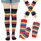 Rainbow Brite Striped Socks and Arm Warmer Gloves