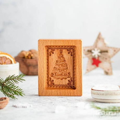 Easter Christmas Wooden Cookie Mould Gingerbread Embossing Stamp Baking Tools