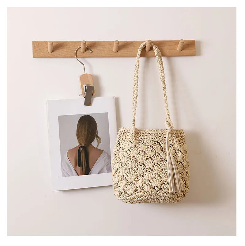 Straw Tassel Shoulder Bags Vacation Beach Bags Boho Travel Tote