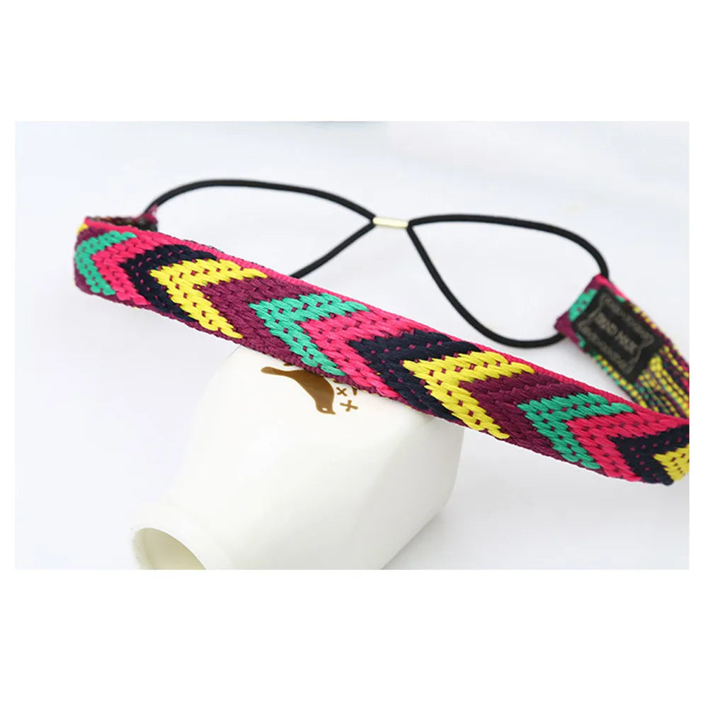 Boho Colourful Braided Headbands Vintage Non Slip Elastic Hairband Hair Accessories