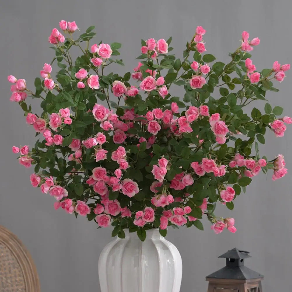 Mini Rose Artificial Long Branch Faux Flower Silk Roses