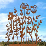 Rusty Metal Wildflower Stake Garden Decor