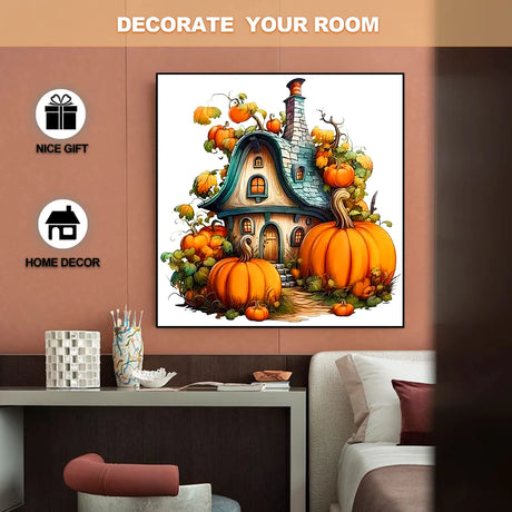Pumpkin Cottage Wooden Jigsaw Puzzle Irregular Shaped Pieces