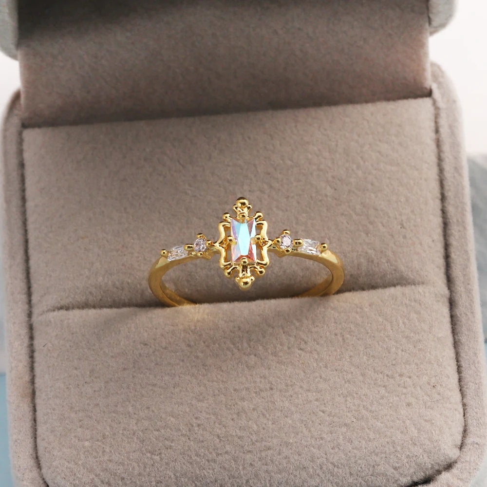 Sweet and Dainty Colourful Zircon Rings Gift Idea