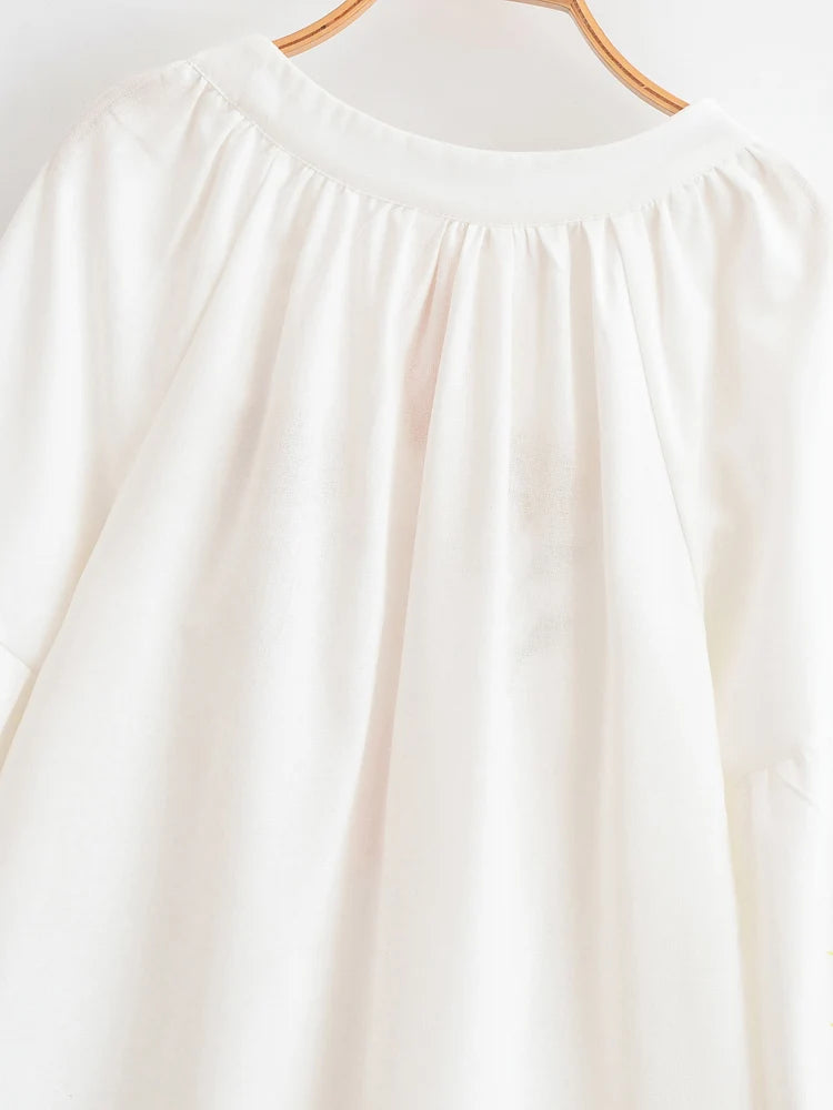 Sweet As Sunshine Vintage Sun and Floral Embroidered Linen Cotton Shirts Boho Tassel Blouse