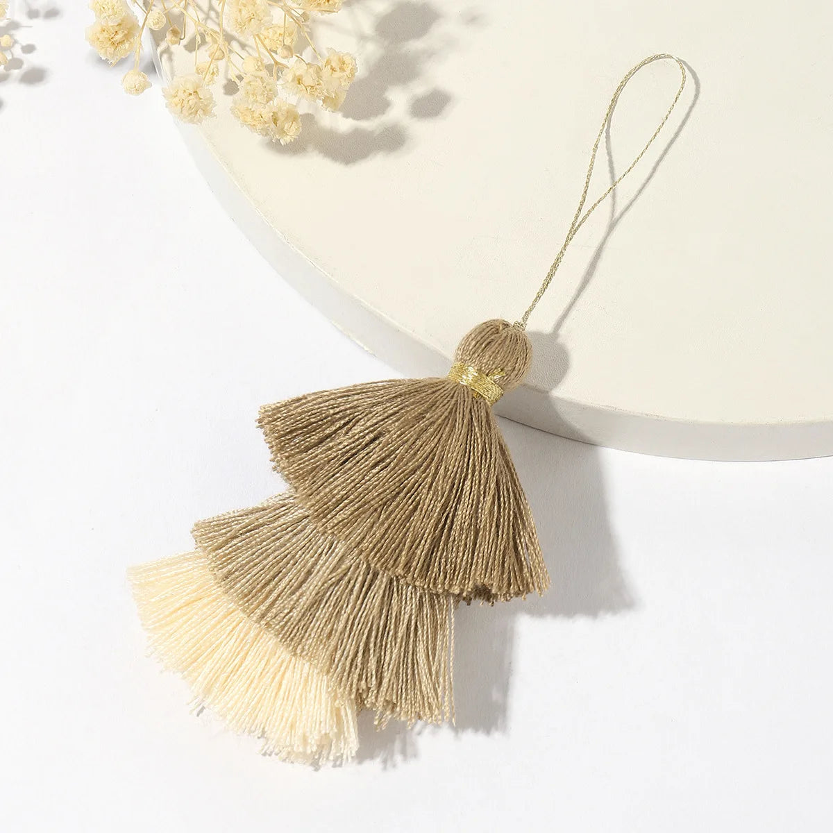 1/2pcs Cotton Tassels for Crafts Tri-Layered Tassels with Hanging Loop for Crafts Jewelry Making Bookmark Clothing  Accessories