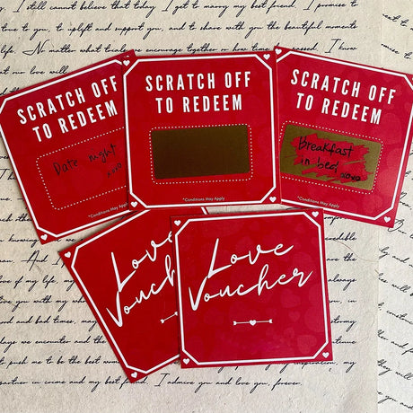Love Vouchers Five DIY Scratchies Scratch Off Stickers Gifts Cards