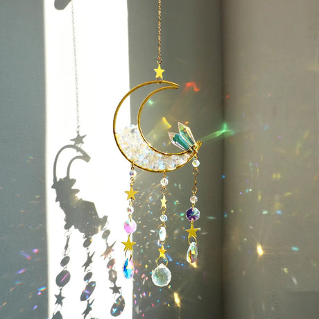 Sun Catcher Moon Crystal Rainbow Prism Garden Home Decor