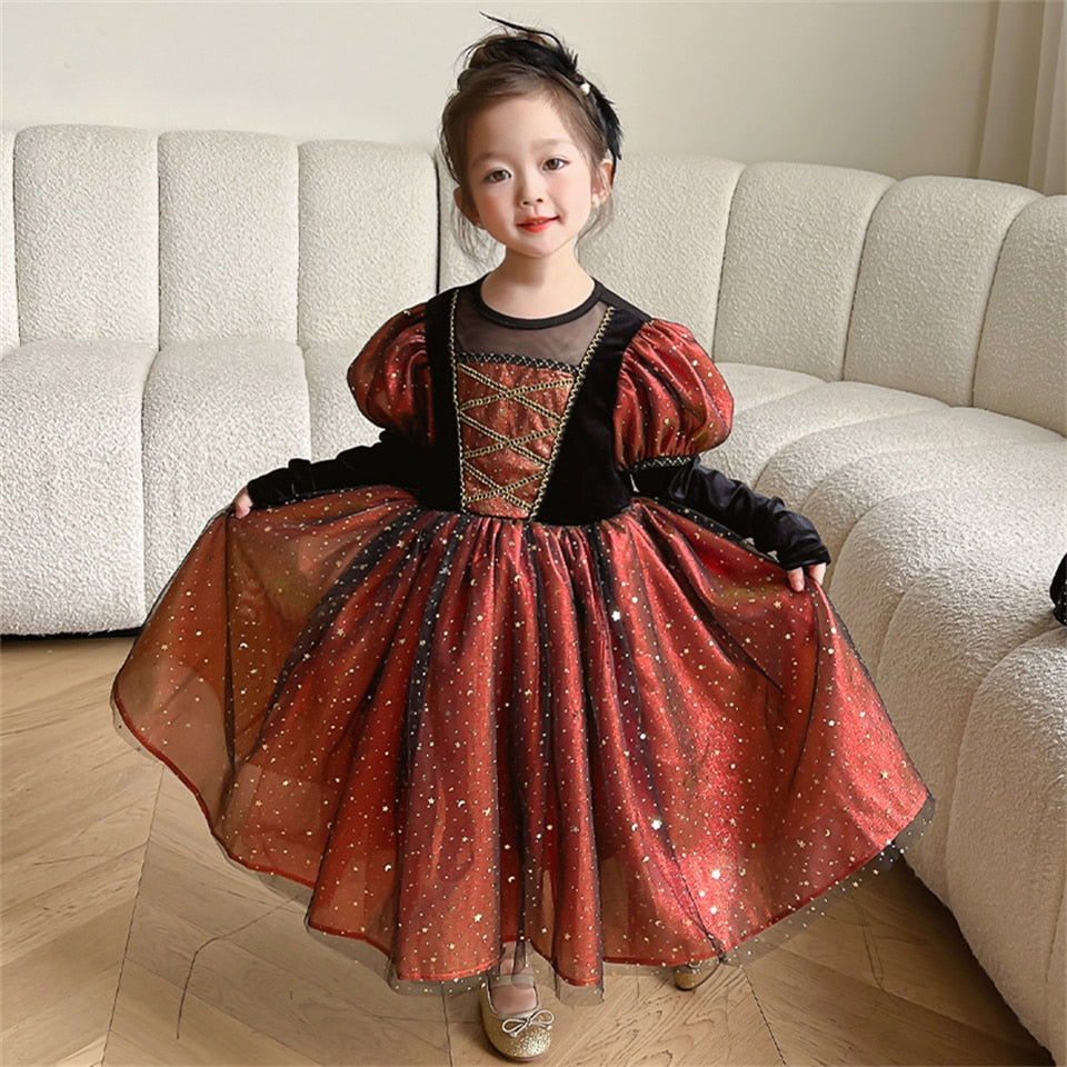 Tabitha's Halloween Witch Girls Orange Costume and Accessories