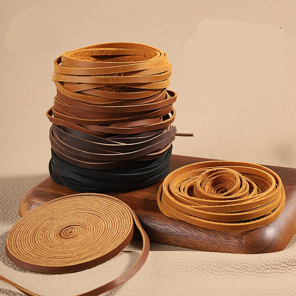 Flat Genuine Leather Cord Rope 3/5mm