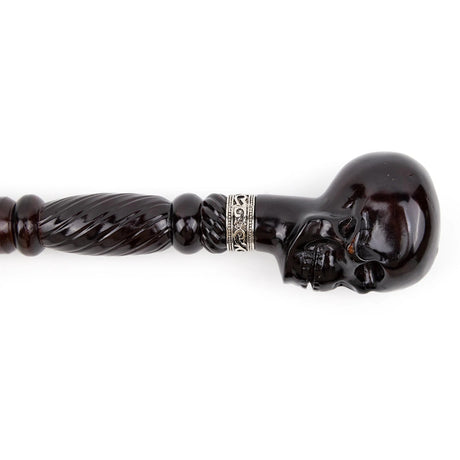 Black Skull Wooden Walking Stick Cosplay Sceptre Cane 93cm
