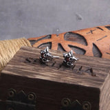 Pentagonal Star Stainless Steel Stud Hoop Earrings for Men with Wooden Box