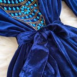 Royal Peacock Velvet Dress