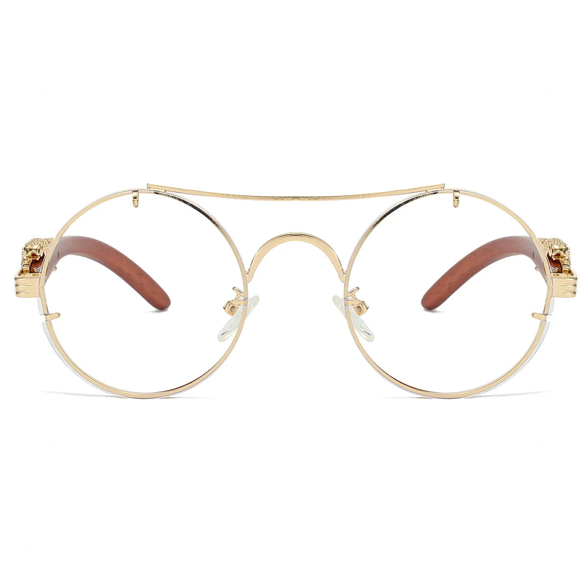 Round Retro Cape Sunglasses Double Bridge