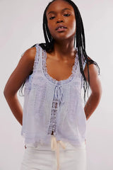 Pip's Summer Cotton Camis Crop Tops Boho Spliced Lace Tank Tops