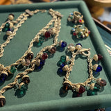 The Alchemist's Charms Multicolour Crystal Chain Bracelet 18K Gold Plated Adjustable