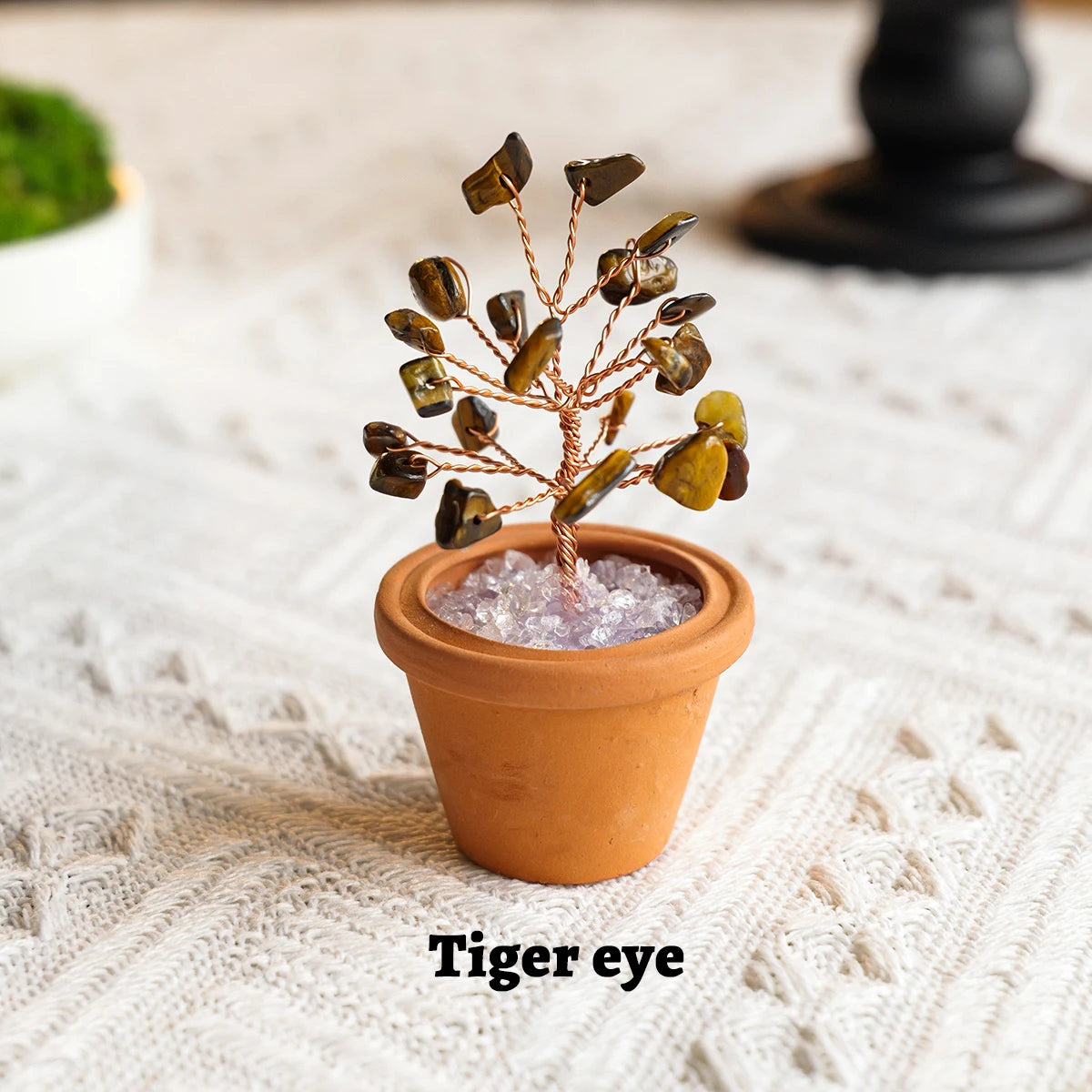 1pc Natural Crystal Mini Tree Clay Pot Amethyst Quartz Healing Gemstones Pot Plant Home Decor