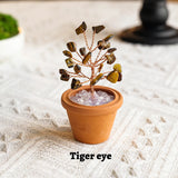 1pc Natural Crystal Mini Tree Clay Pot Amethyst Quartz Healing Gemstones Pot Plant Home Decor