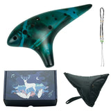 Zelda's Ocarina 12 Hole Ceramic Flute 12 Tones Alto C Ceramic Ocarina Musical Instrument with Song Book Neck String Neck Cord Carry Bag