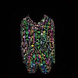 Reflective Mushroom Print Shorts Cropped Hoodie