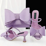 Big Butterfly Bow Pointed Toe Heel Shoes and Matching Bag Set Wedding Party Pumps